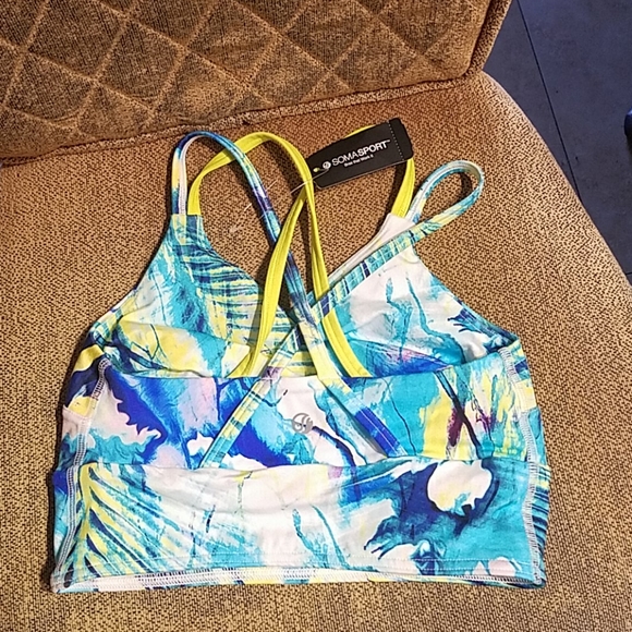 Soma Sport Yoga Strappy Back Active Sports Bra NWT - Picture 2 of 4